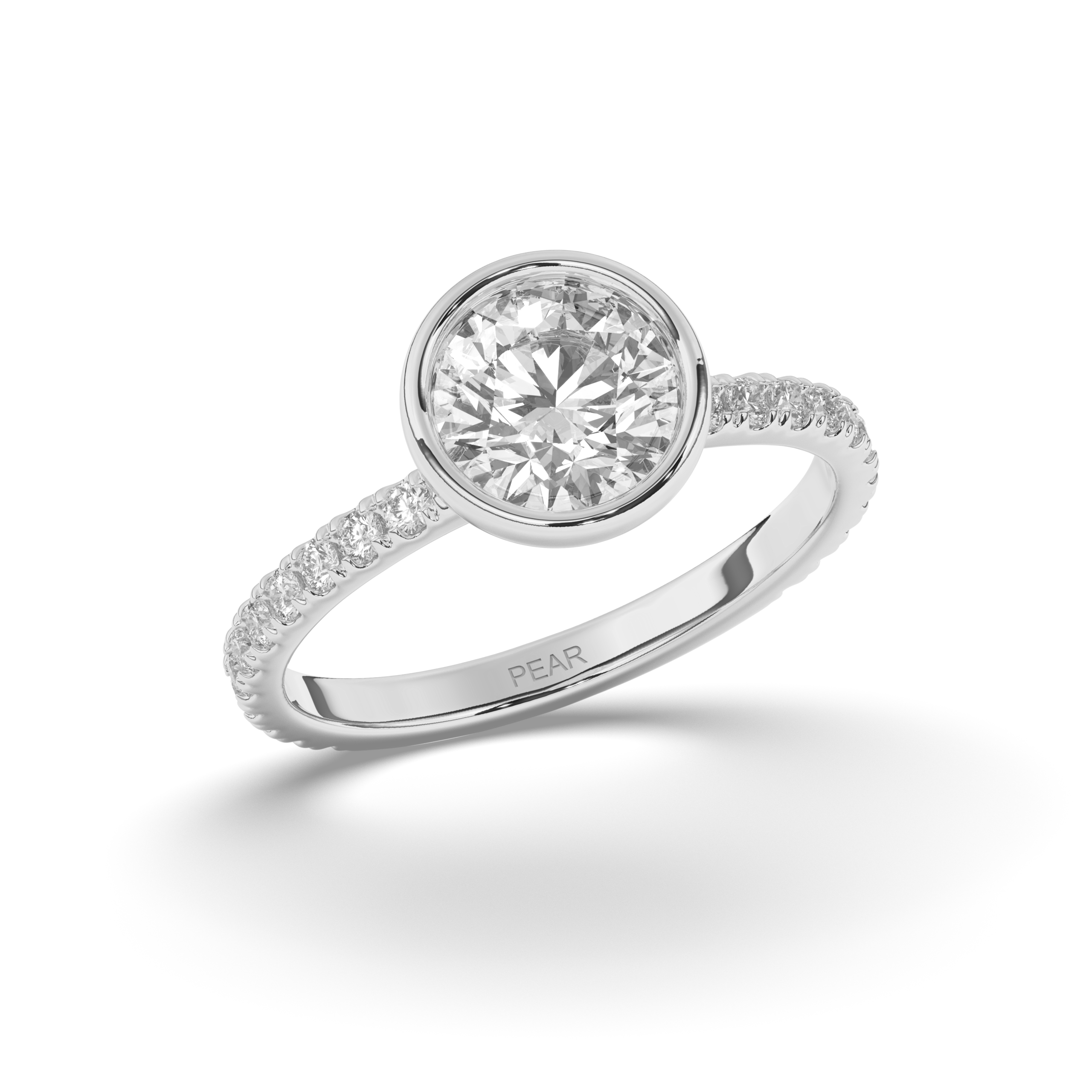 Round Lab-Grown Diamond Ring in Bezel Setting - Pear Jewels